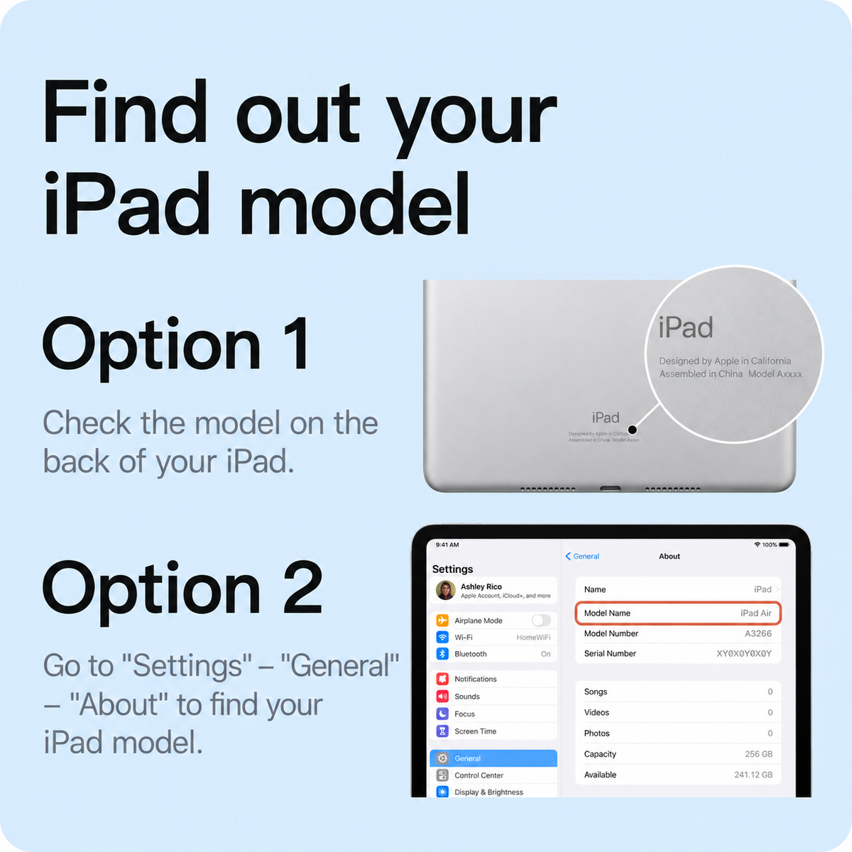 Find your device model number