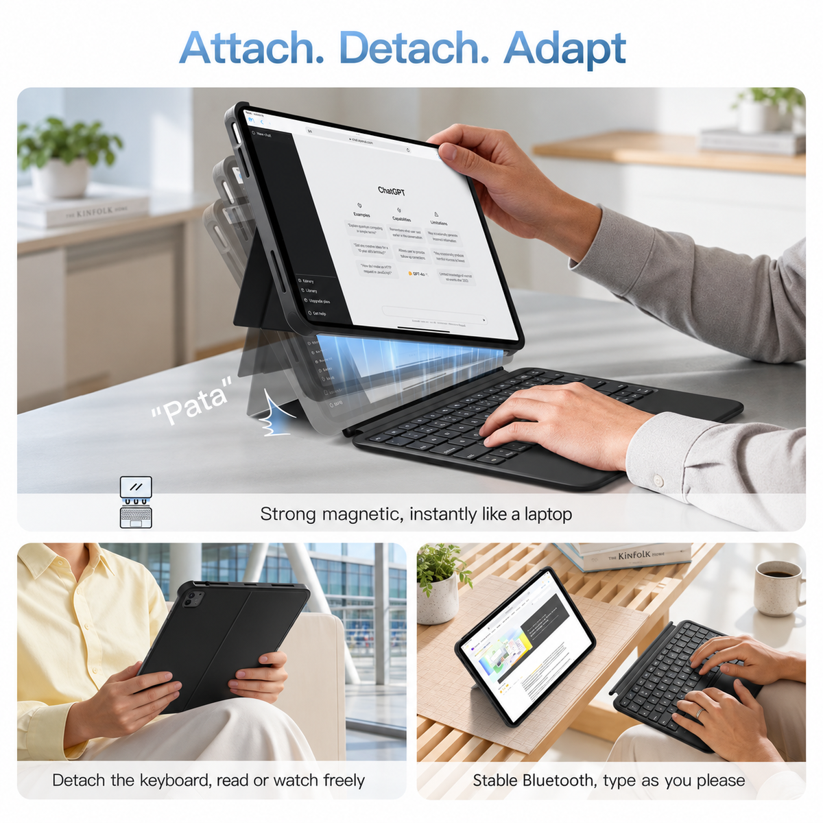 SnapSwitch — 3 in 1 Detachable Protective Keyboard Case for iPad 11th (A16, 2025), iPad 10th