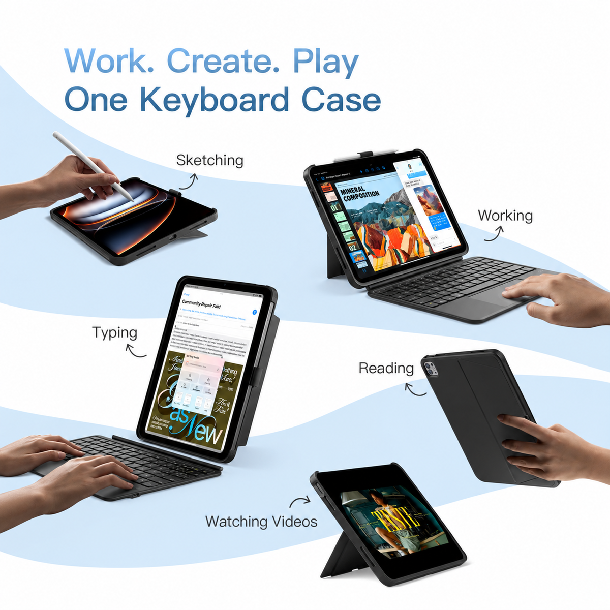 SnapSwitch — 3 in 1 Detachable Protective Keyboard Case for iPad 11th (A16, 2025), iPad 10th